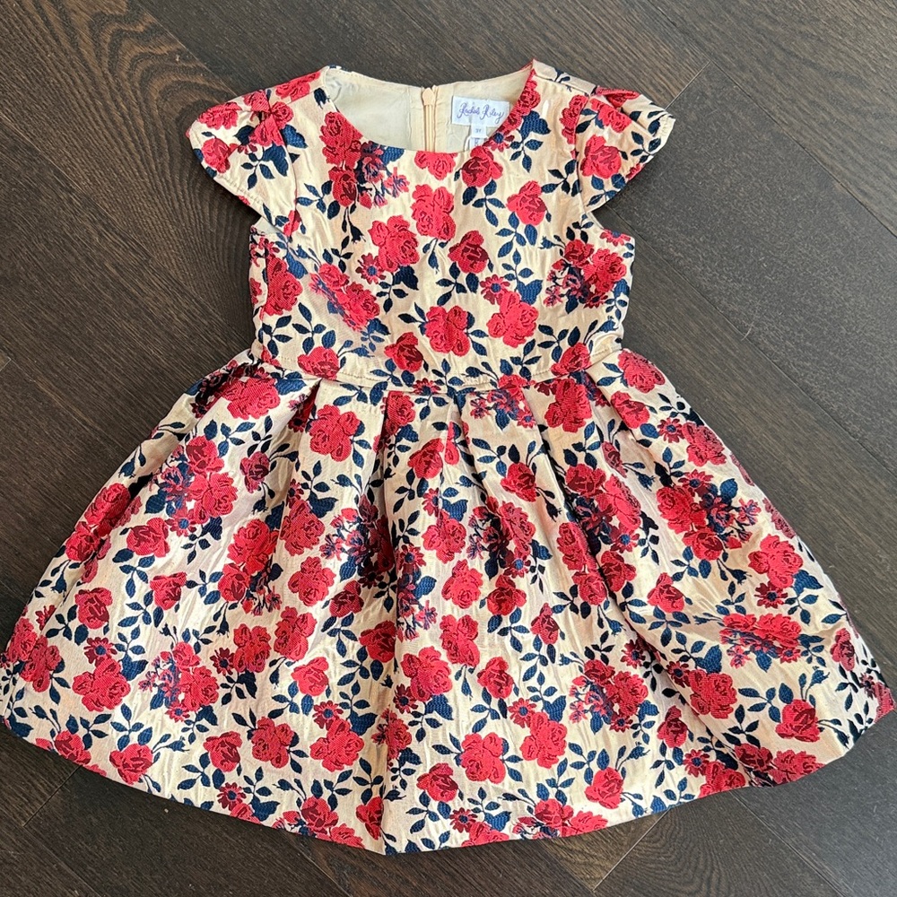 NWT Rachel Riley Red Rose Damask Party Dress | 3T